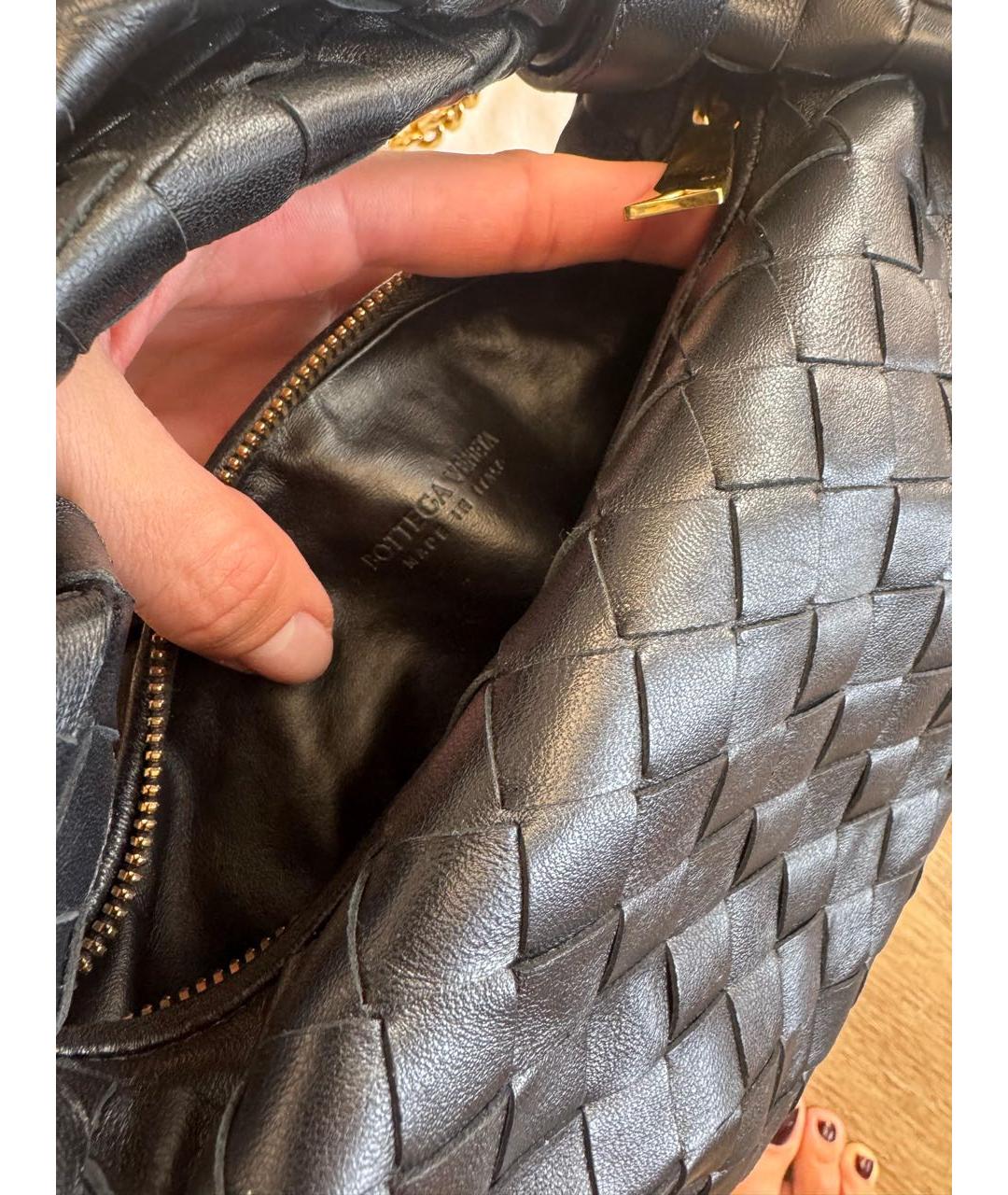 BOTTEGA VENETA Черная кожаная сумка с короткими ручками, фото 6