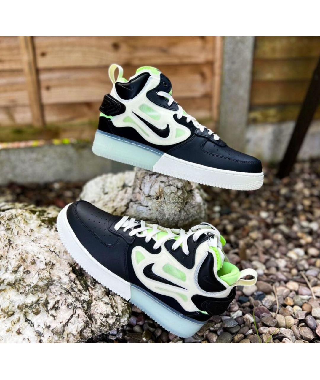 NIKE Черные кожаные высокие кроссовки / кеды, фото 5
