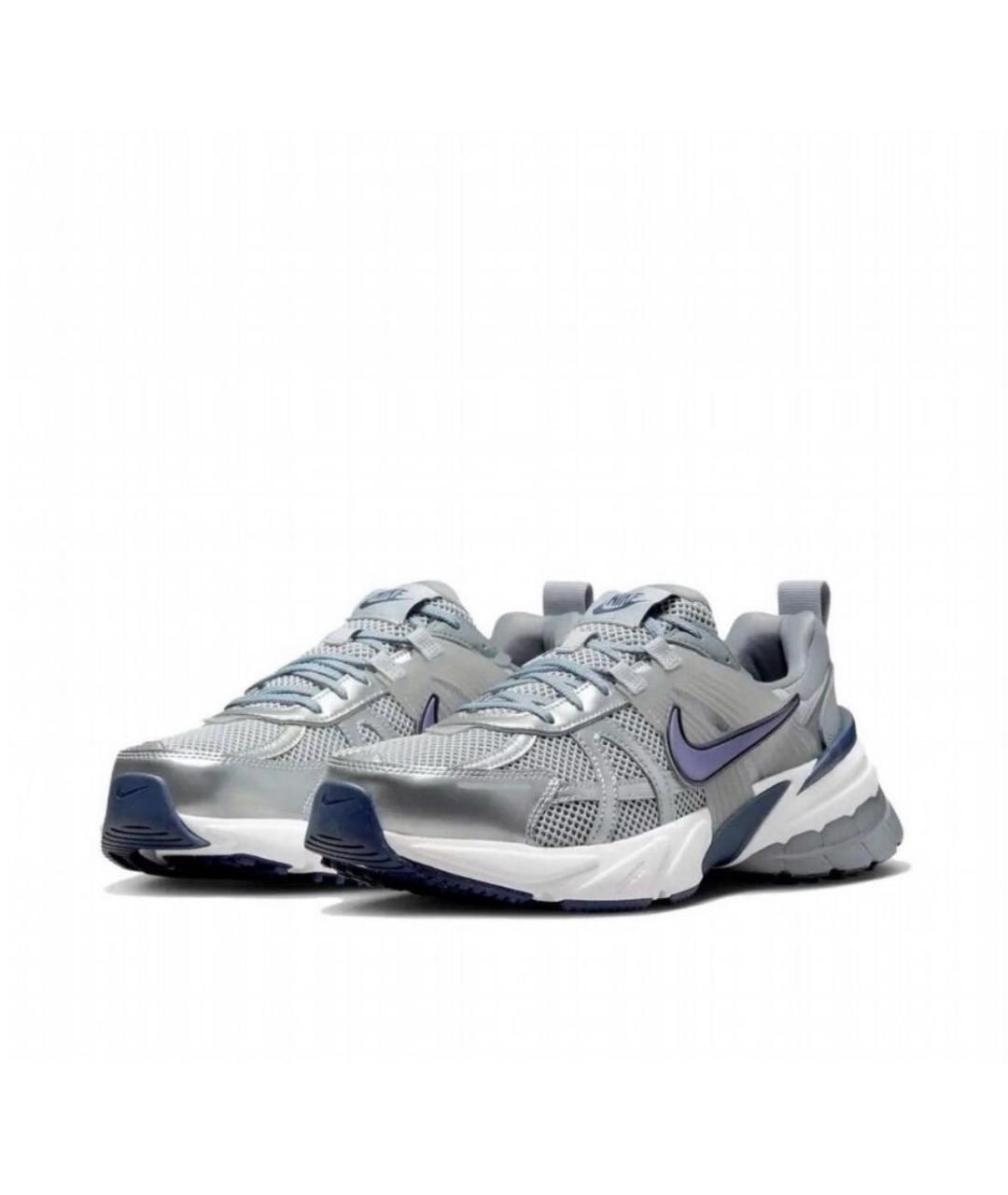 NIKE Серебряные текстильные низкие кроссовки / кеды, фото 2