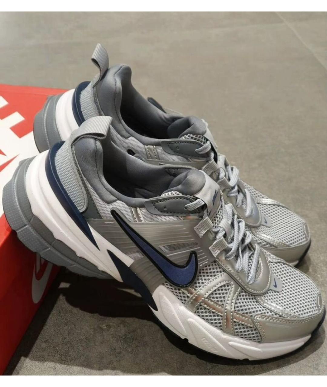NIKE Серебряные текстильные низкие кроссовки / кеды, фото 5