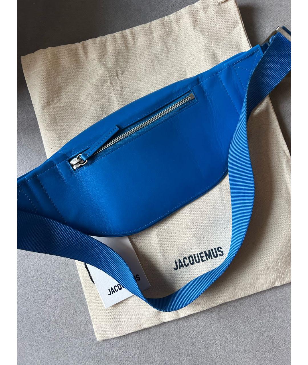 JACQUEMUS Синяя кожаная поясная сумка, фото 2