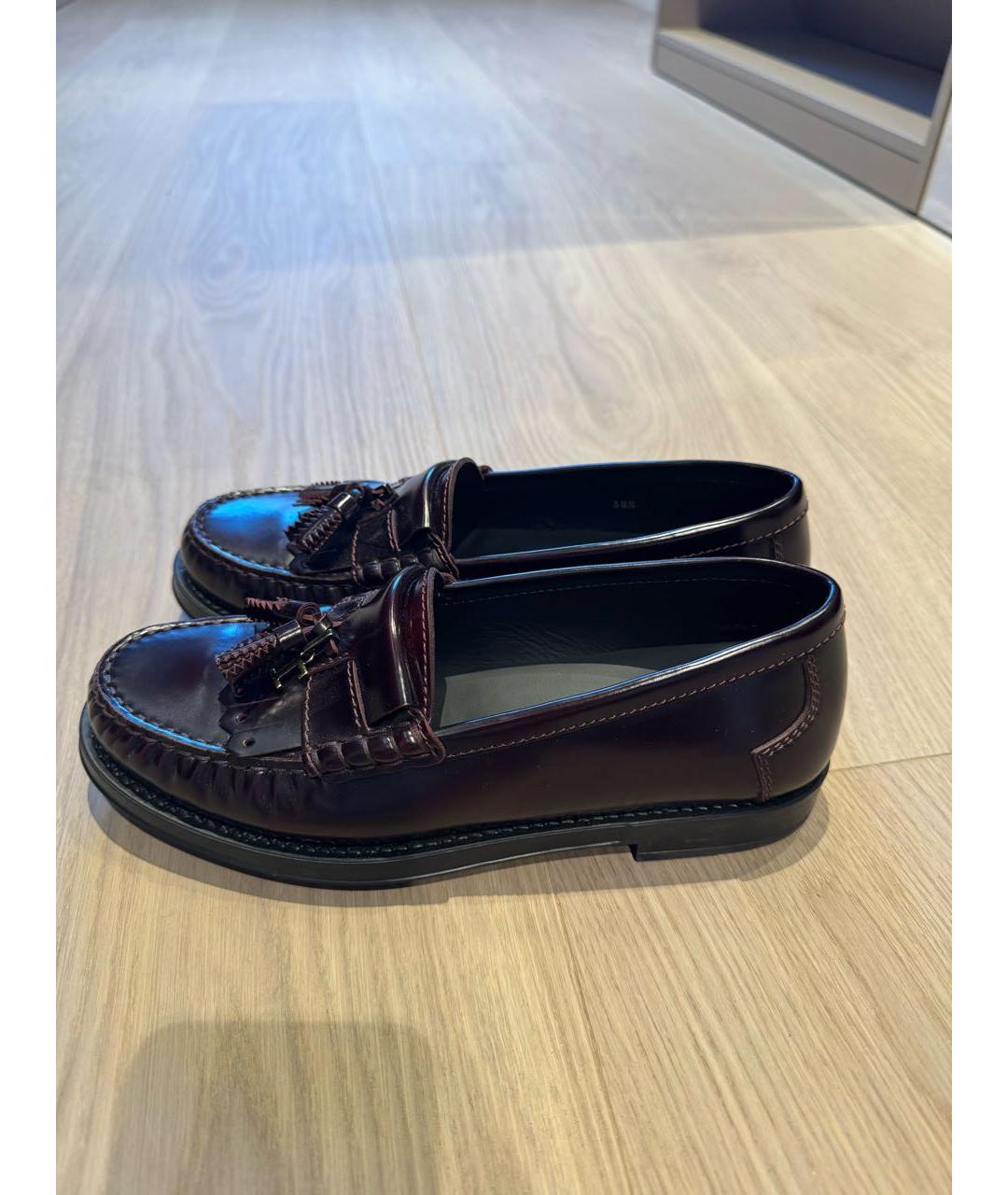 TOD'S Бордовые кожаные лоферы, фото 5