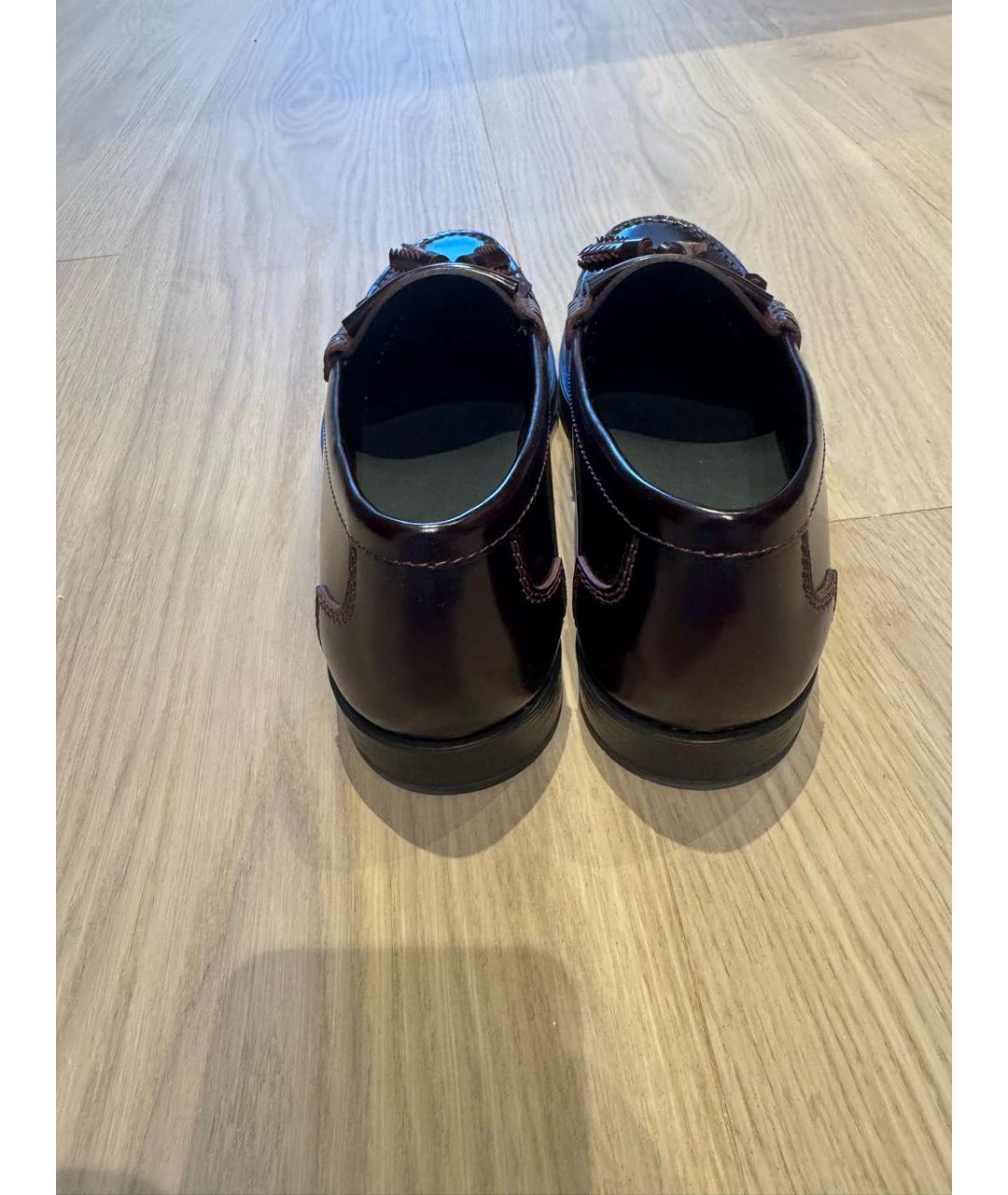 TOD'S Бордовые кожаные лоферы, фото 3