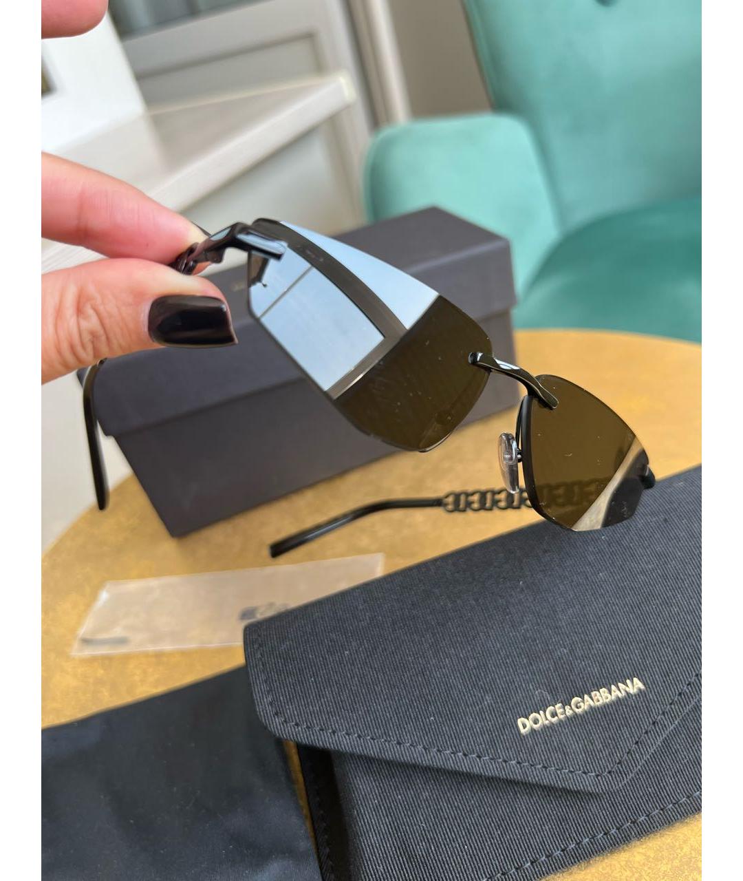 DOLCE&GABBANA Черные металлические солнцезащитные очки, фото 7