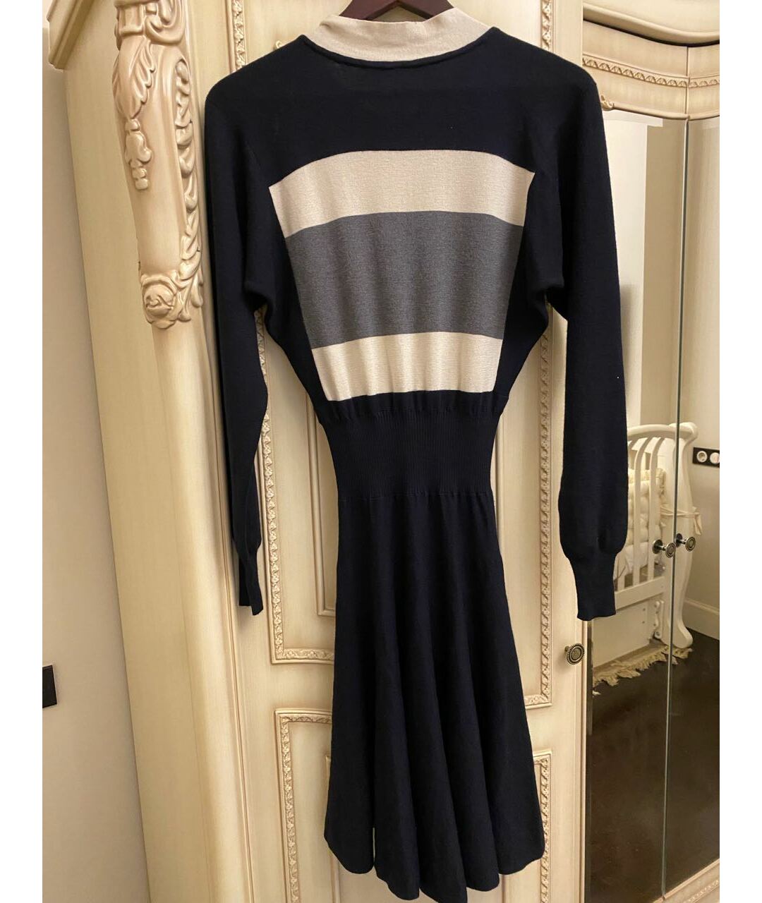 BALENCIAGA Темно-синее кашемировое повседневное платье, фото 2