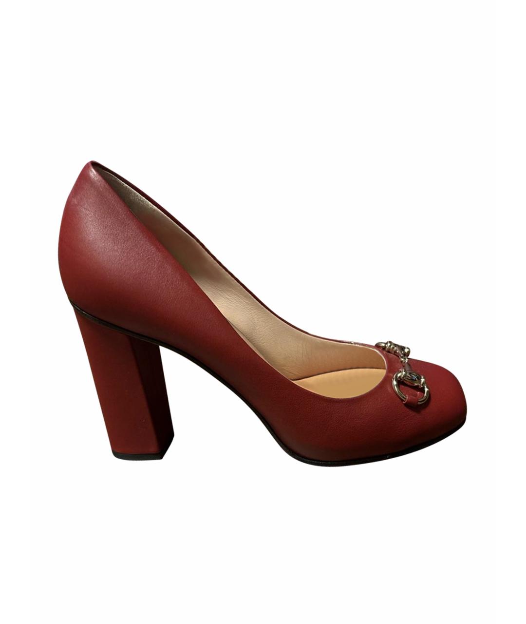 GUCCI Бордовые кожаные туфли, фото 1