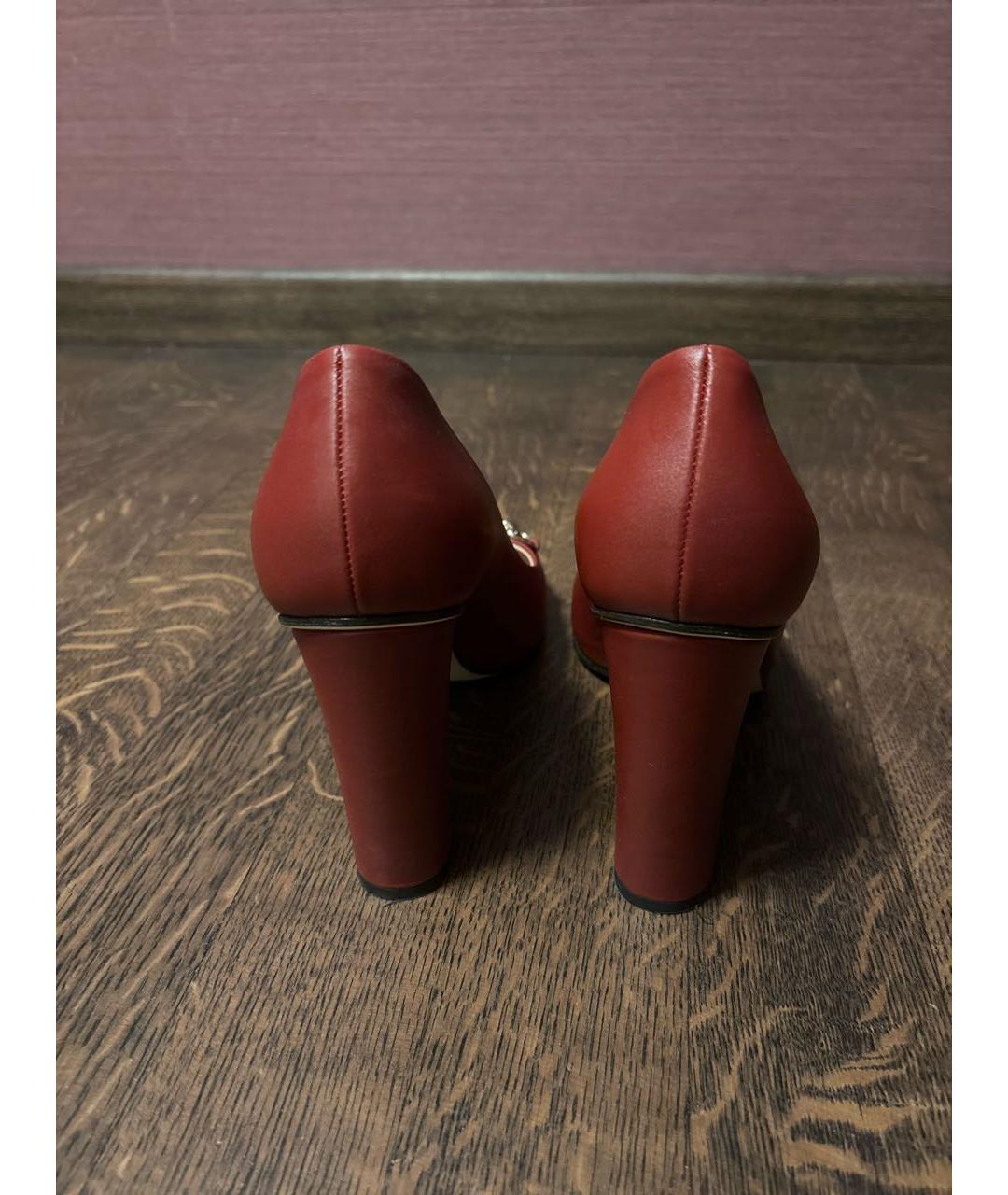 GUCCI Бордовые кожаные туфли, фото 4