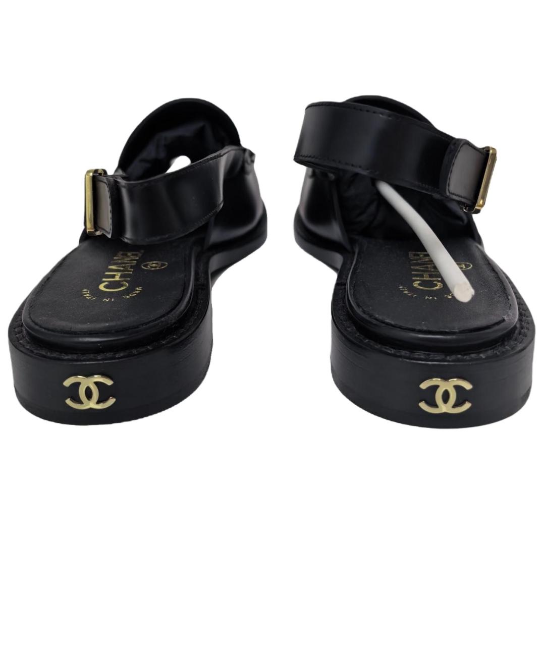 CHANEL Черные кожаные мюли, фото 6