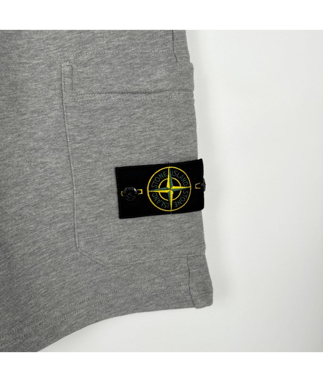 STONE ISLAND Серые хлопковые шорты, фото 3