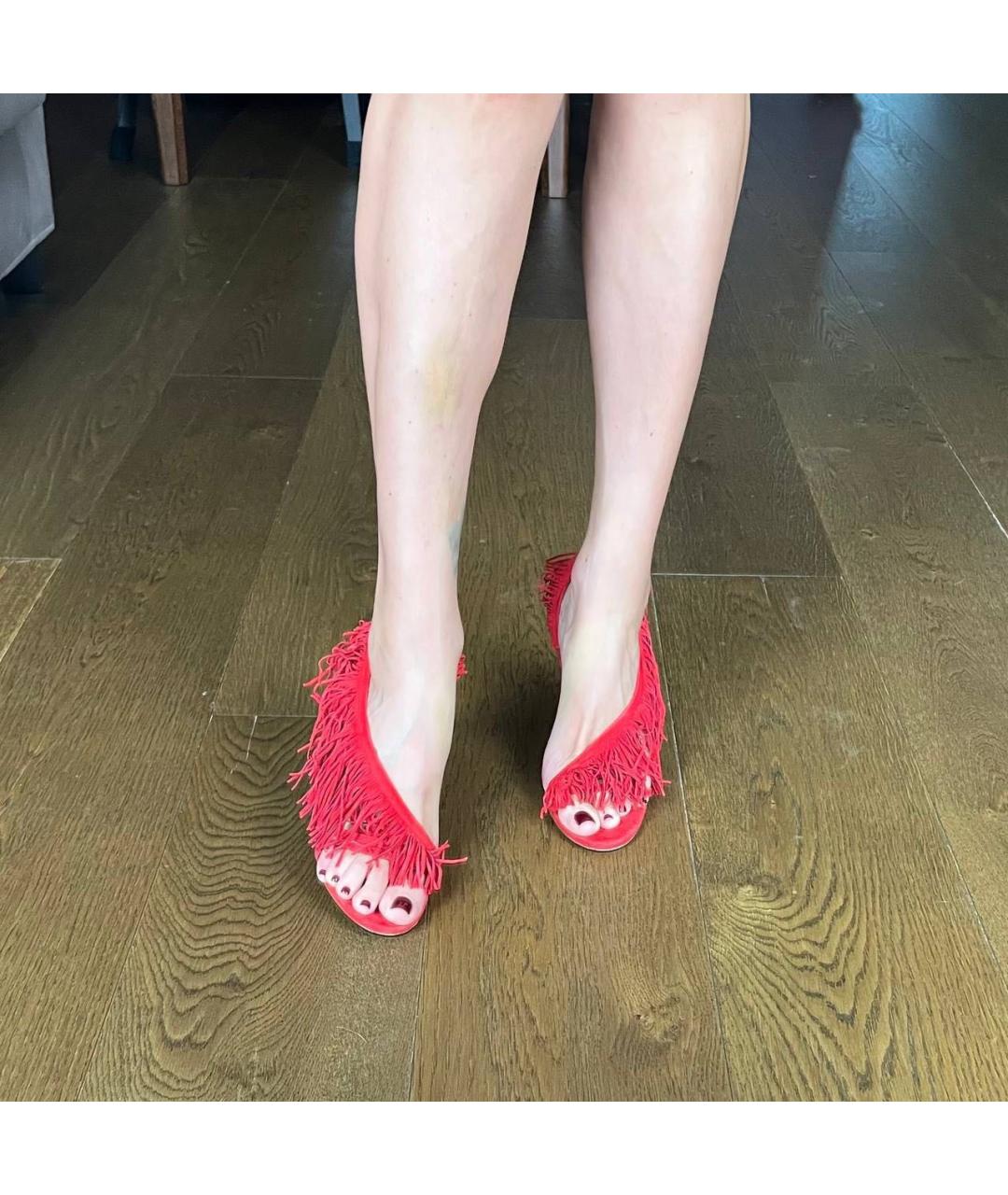 AQUAZZURA Красные замшевые босоножки, фото 8