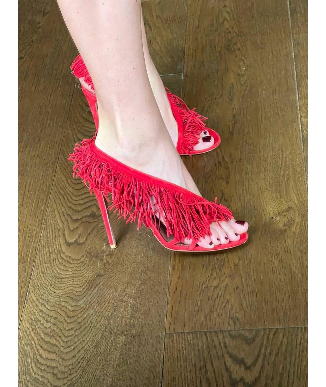 AQUAZZURA Красные замшевые босоножки, фото 7