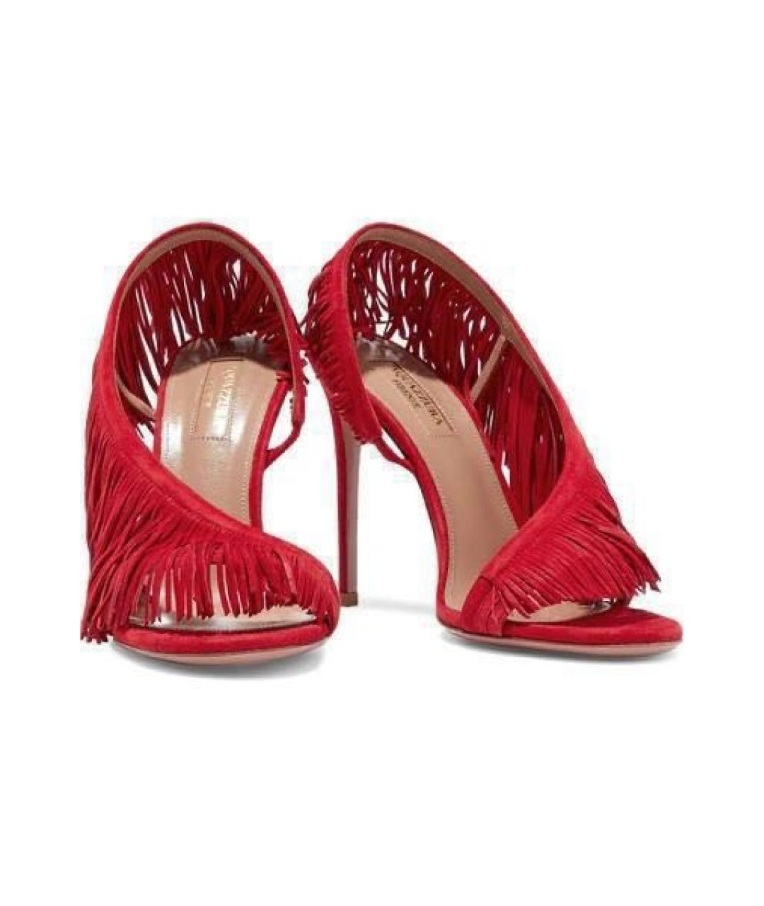 AQUAZZURA Красные замшевые босоножки, фото 2