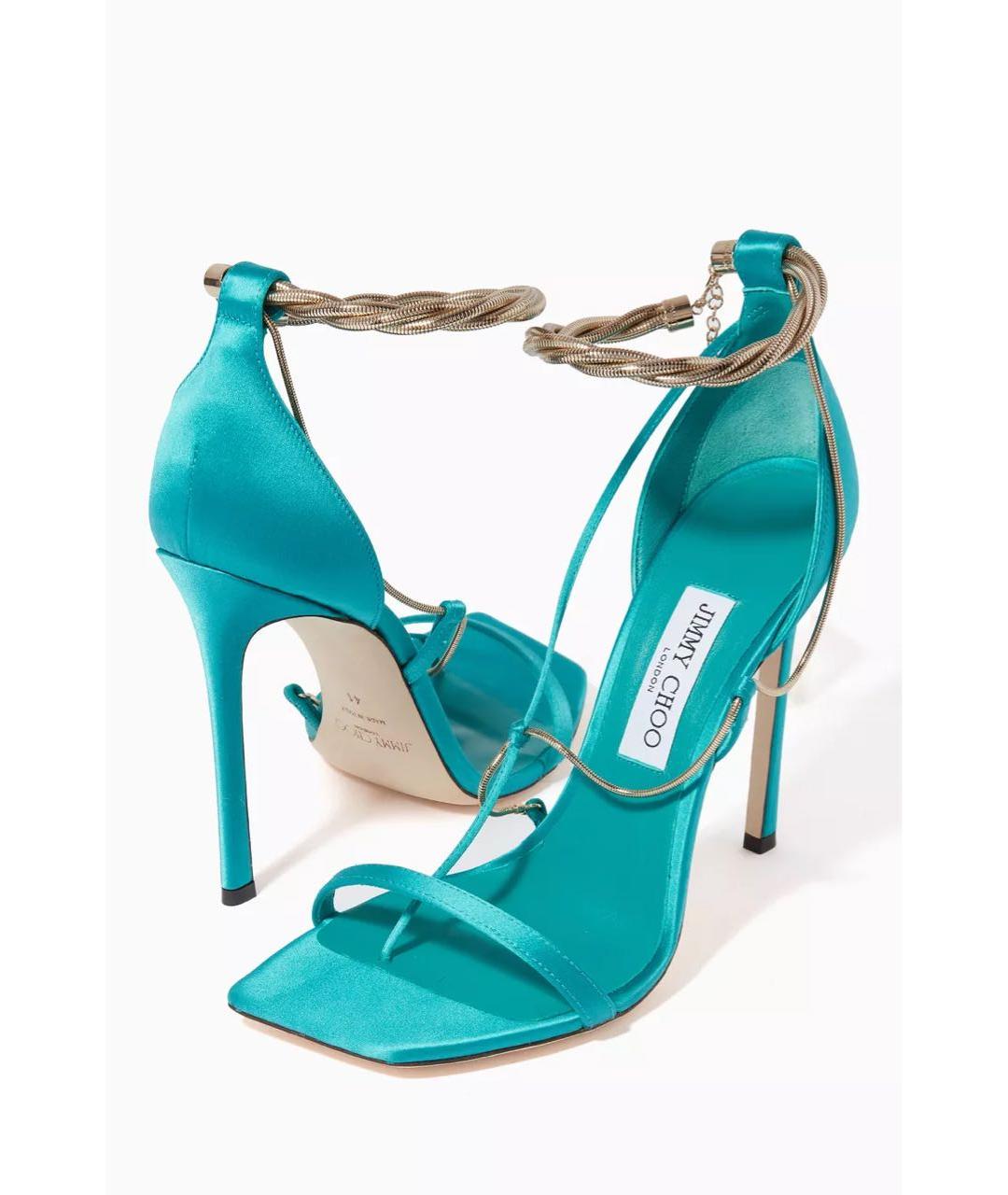 JIMMY CHOO Бирюзовые текстильные босоножки, фото 2