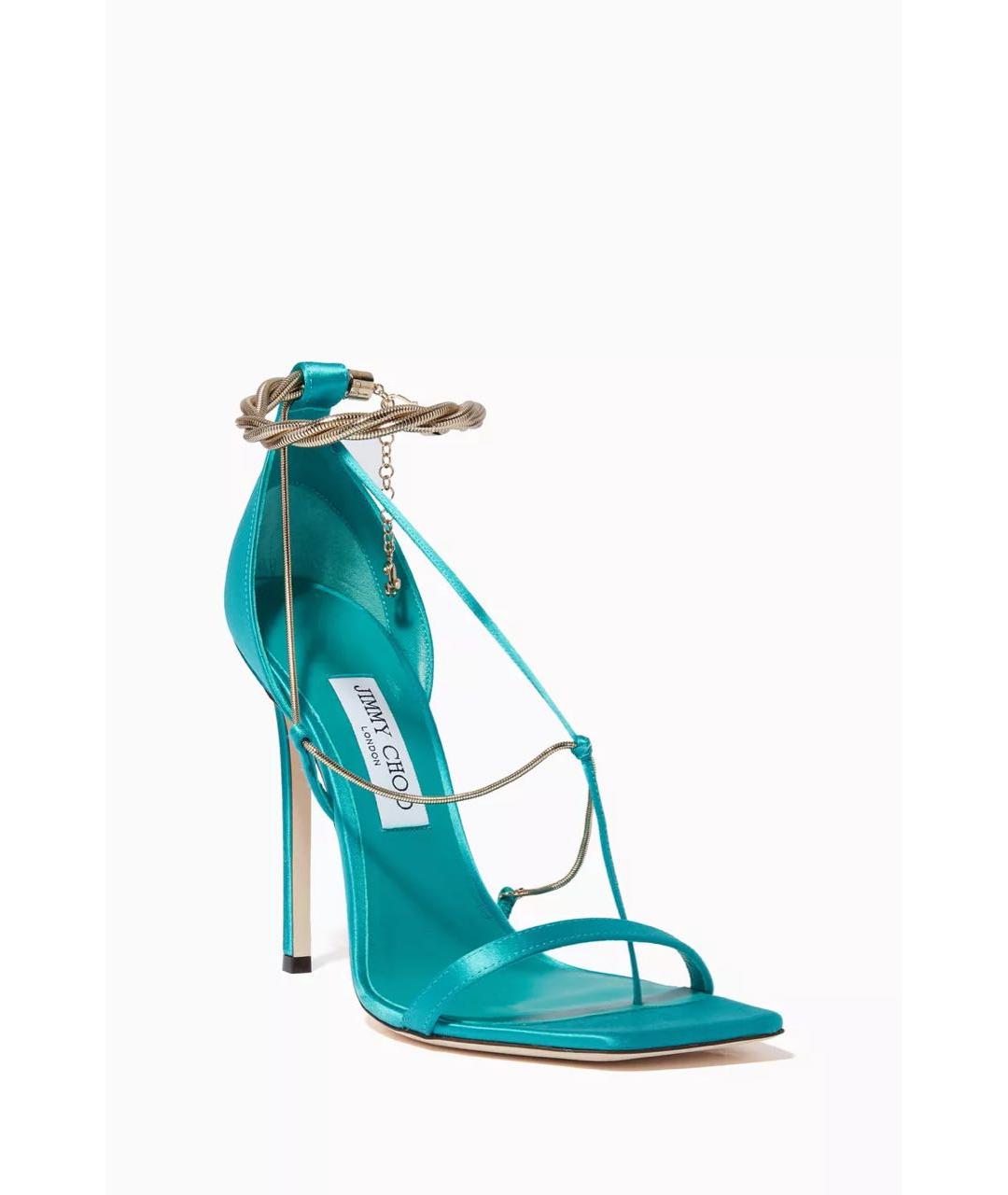 JIMMY CHOO Бирюзовые текстильные босоножки, фото 8