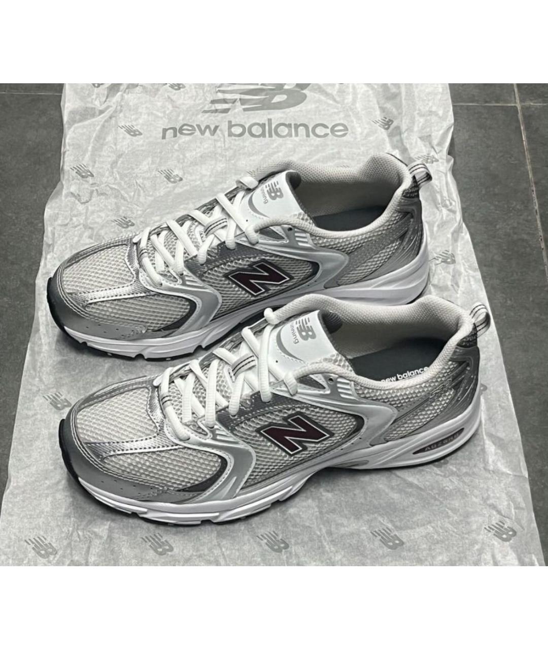 NEW BALANCE Серебряные текстильные низкие кроссовки / кеды, фото 5