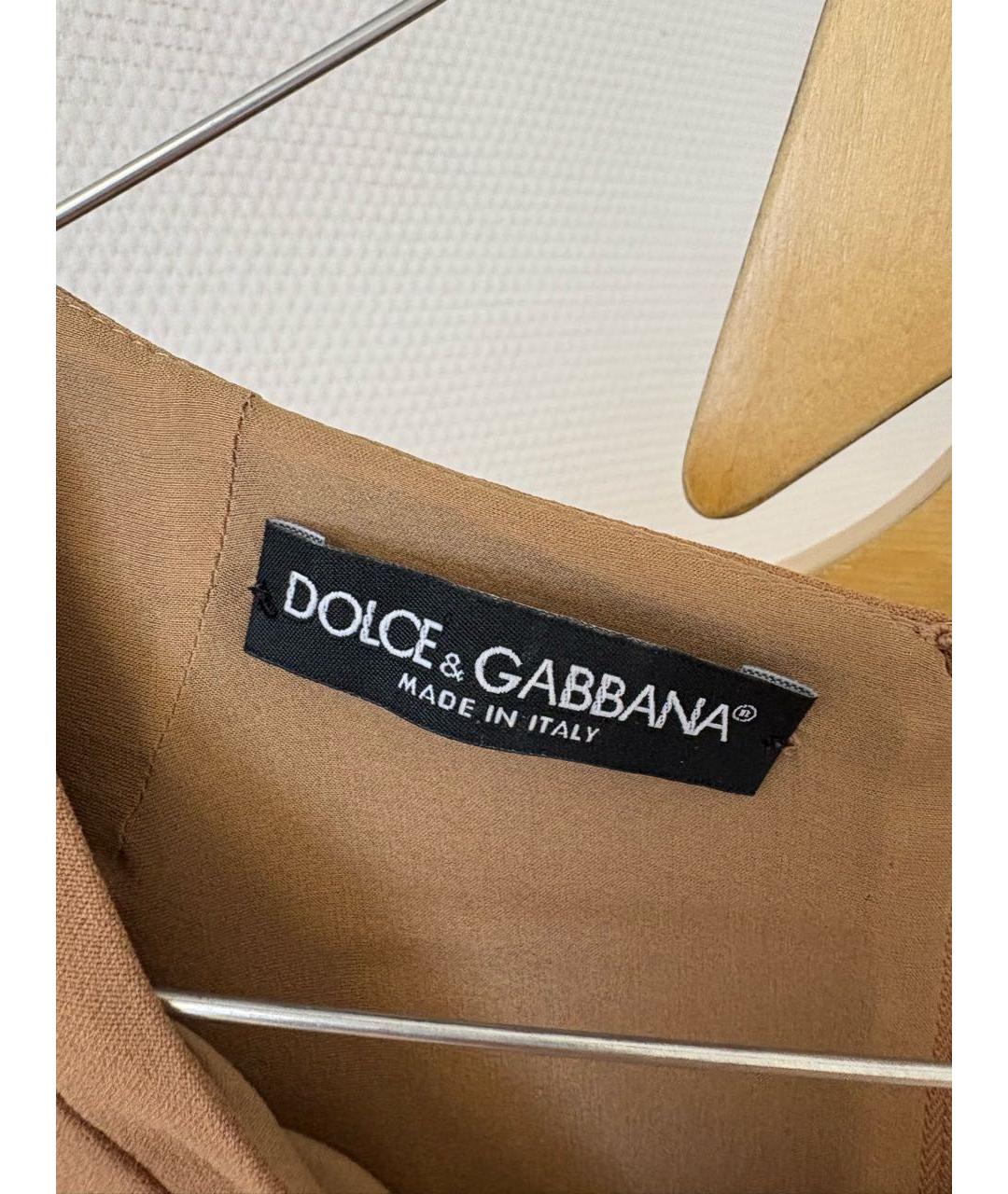 DOLCE&GABBANA Бежевое вискозное коктейльное платье, фото 4