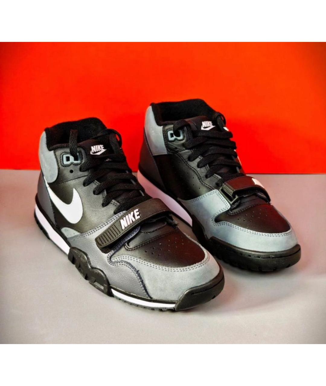NIKE Черные кожаные высокие кроссовки / кеды, фото 8