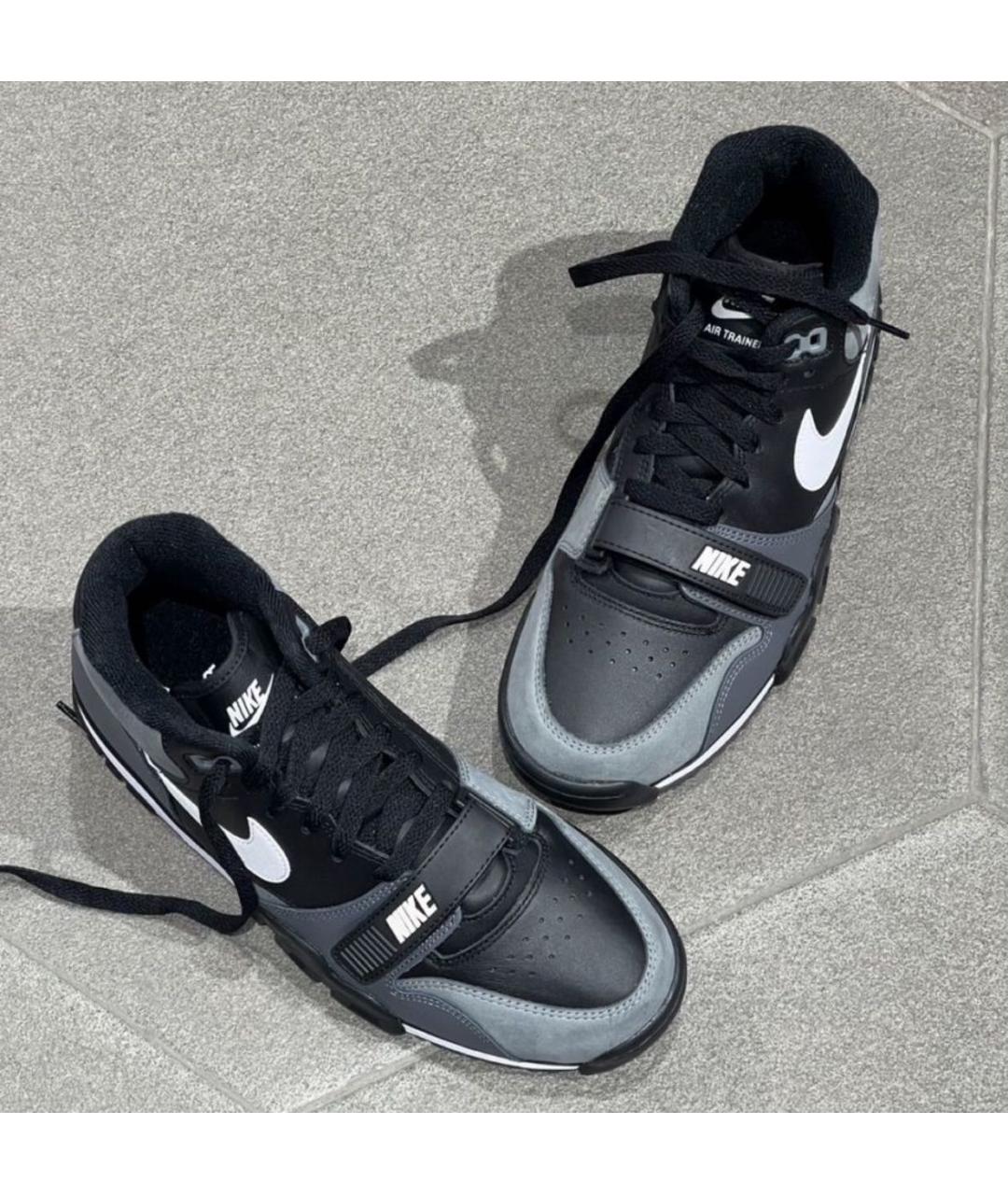 NIKE Черные кожаные высокие кроссовки / кеды, фото 6