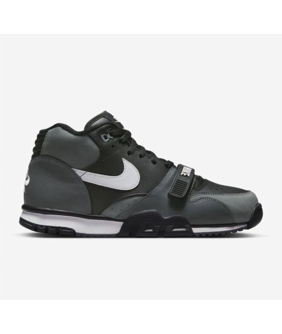 NIKE Черные кожаные высокие кроссовки / кеды, фото 9