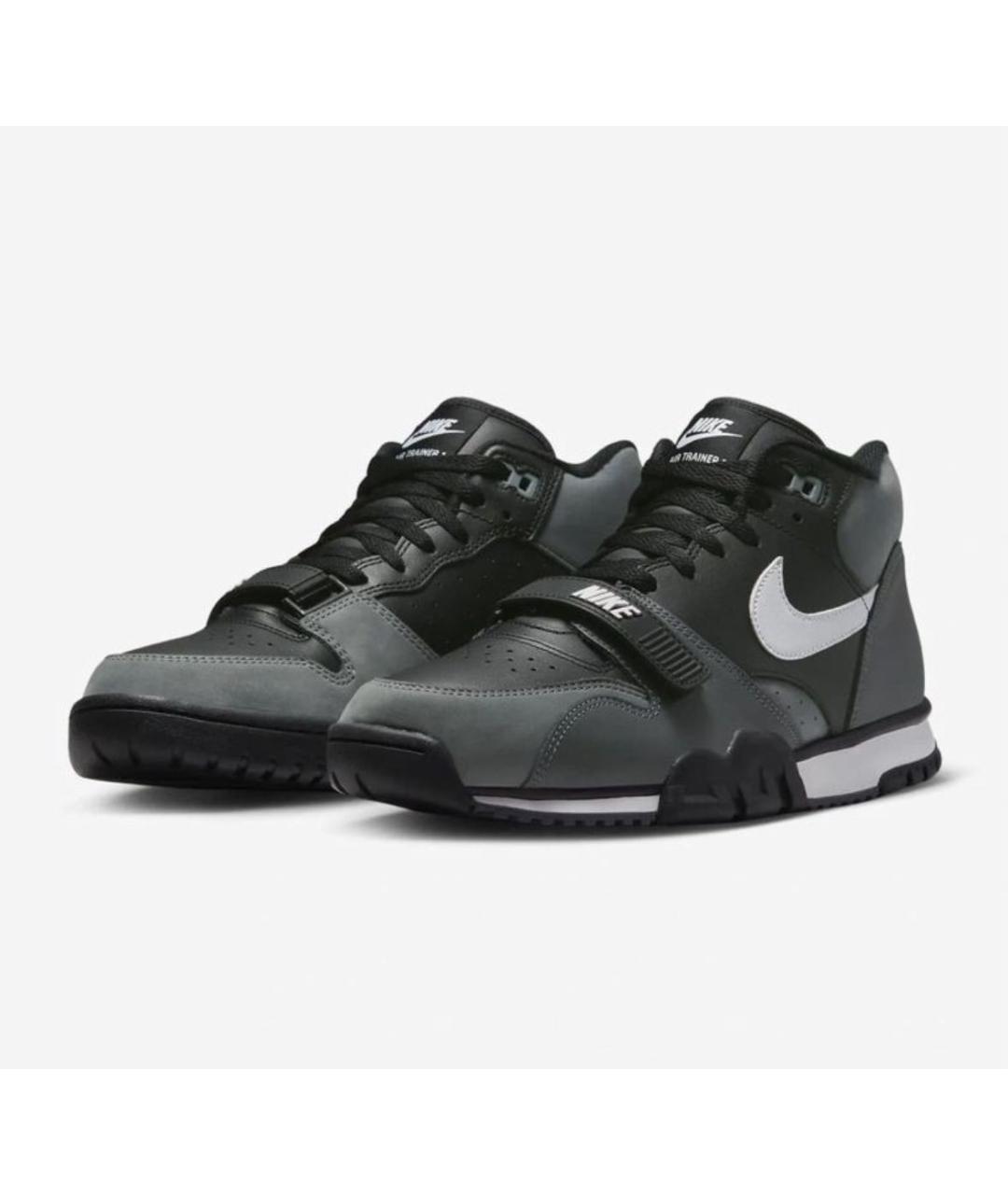 NIKE Черные кожаные высокие кроссовки / кеды, фото 2