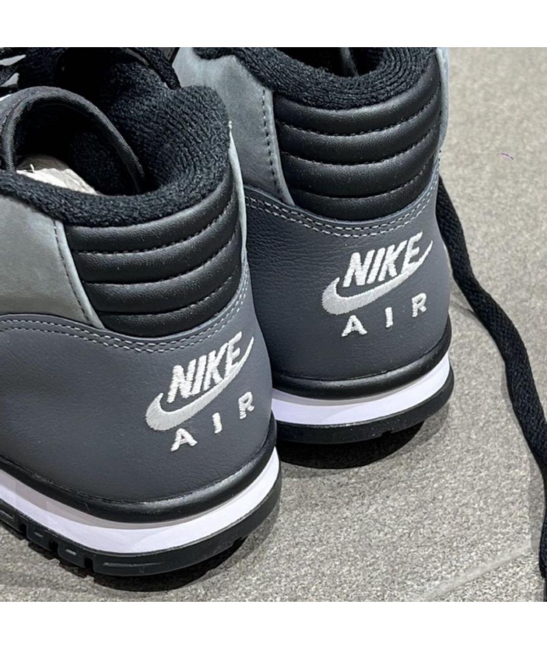 NIKE Черные кожаные высокие кроссовки / кеды, фото 7