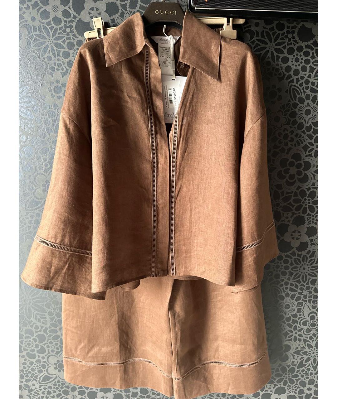 'S MAX MARA Коричневый льняной костюм с брюками, фото 6
