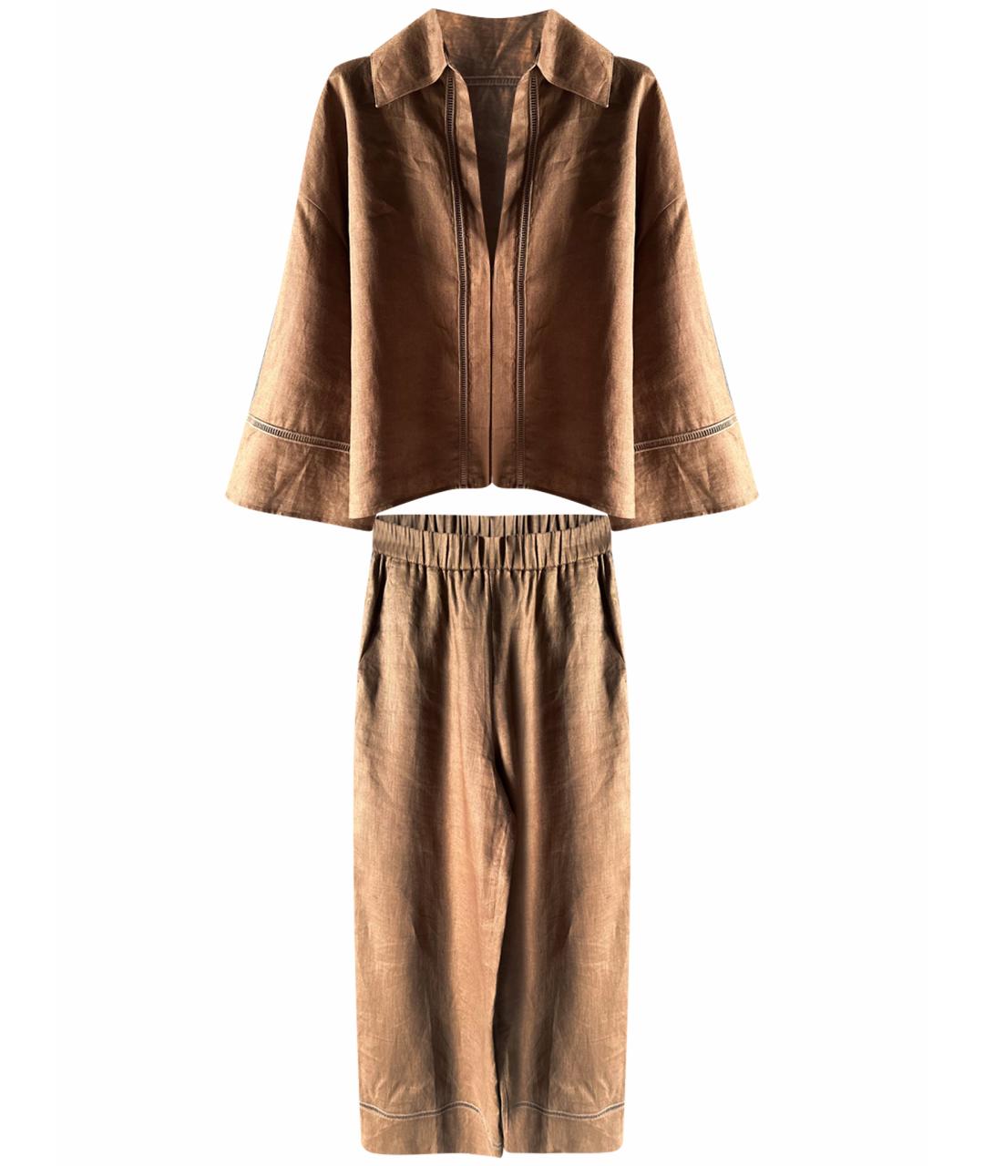 'S MAX MARA Коричневый льняной костюм с брюками, фото 1