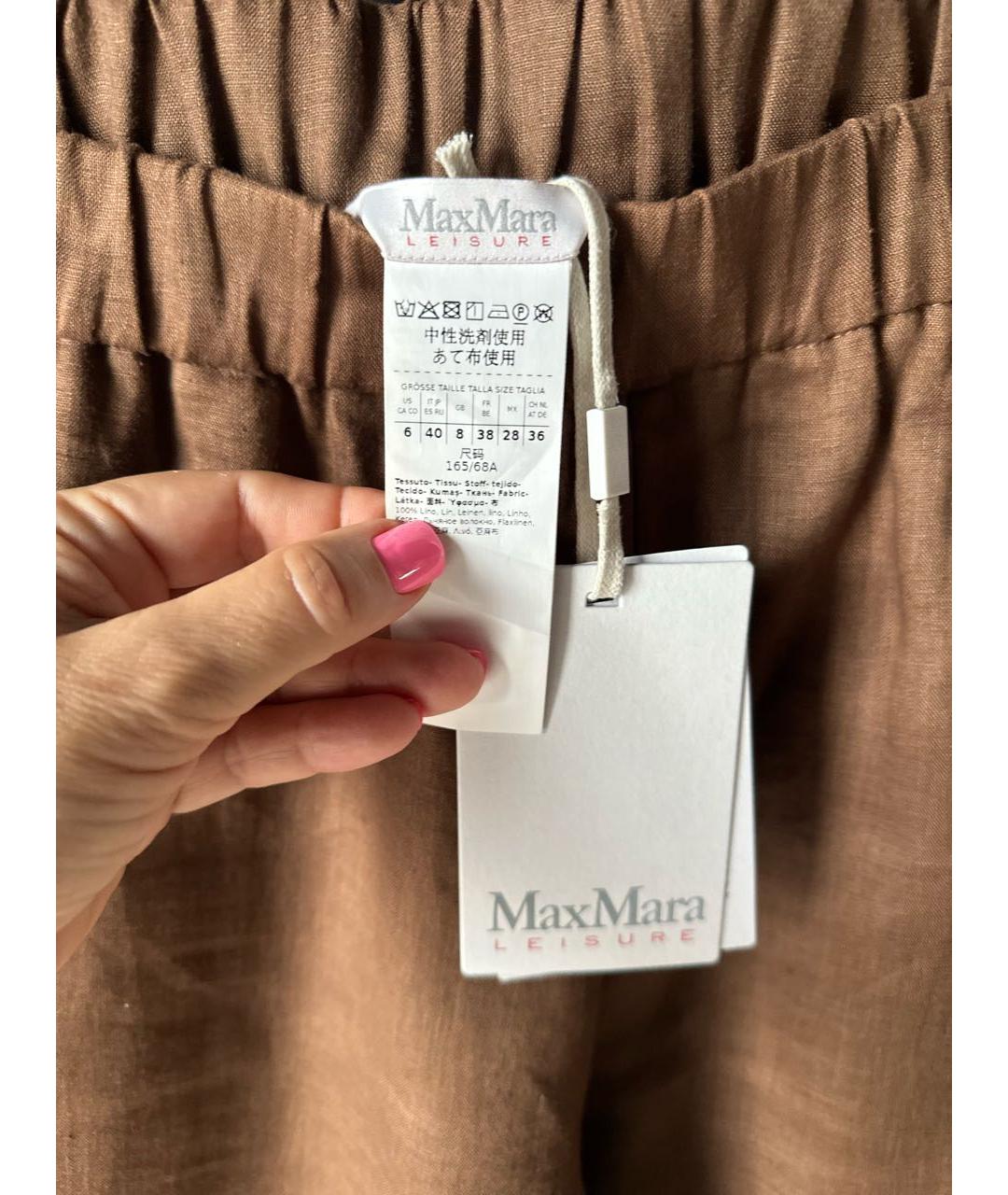 'S MAX MARA Коричневый льняной костюм с брюками, фото 5