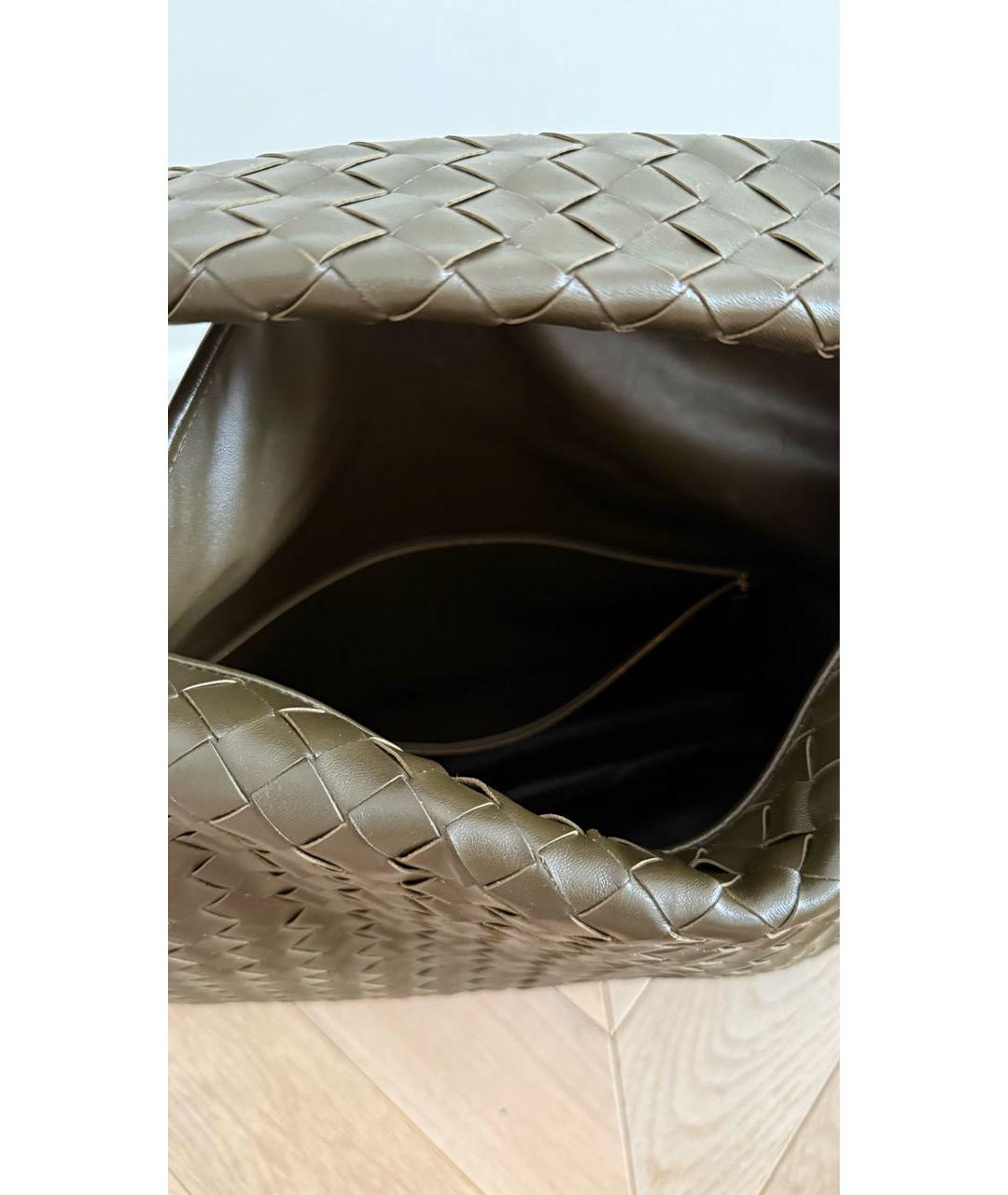 BOTTEGA VENETA Хаки кожаная сумка тоут, фото 4