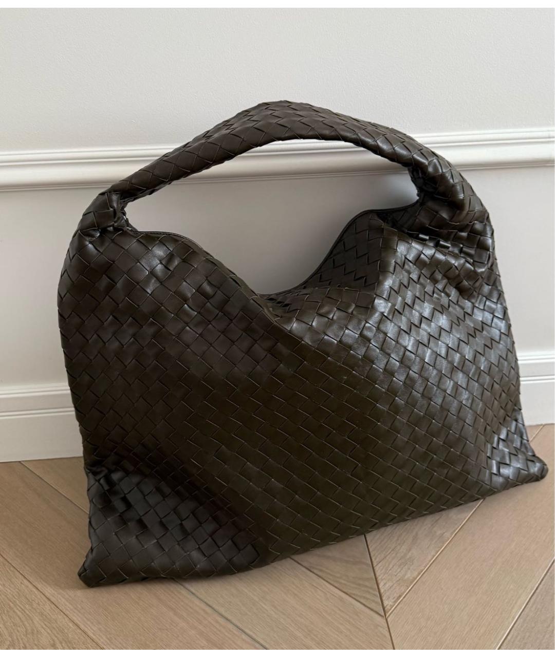 BOTTEGA VENETA Хаки кожаная сумка тоут, фото 2