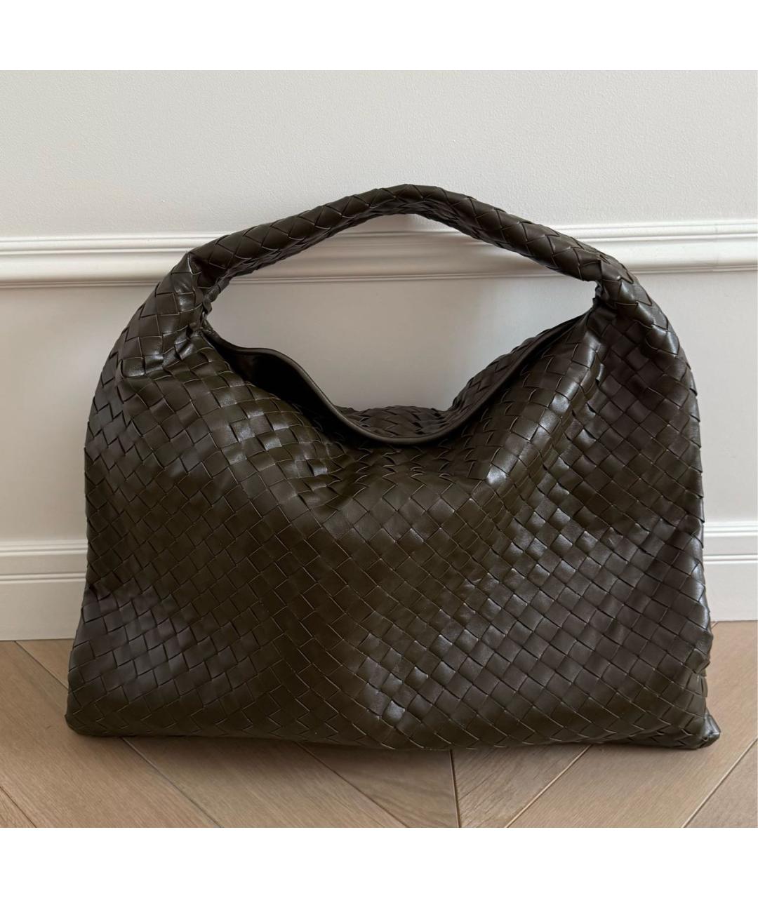 BOTTEGA VENETA Хаки кожаная сумка тоут, фото 3