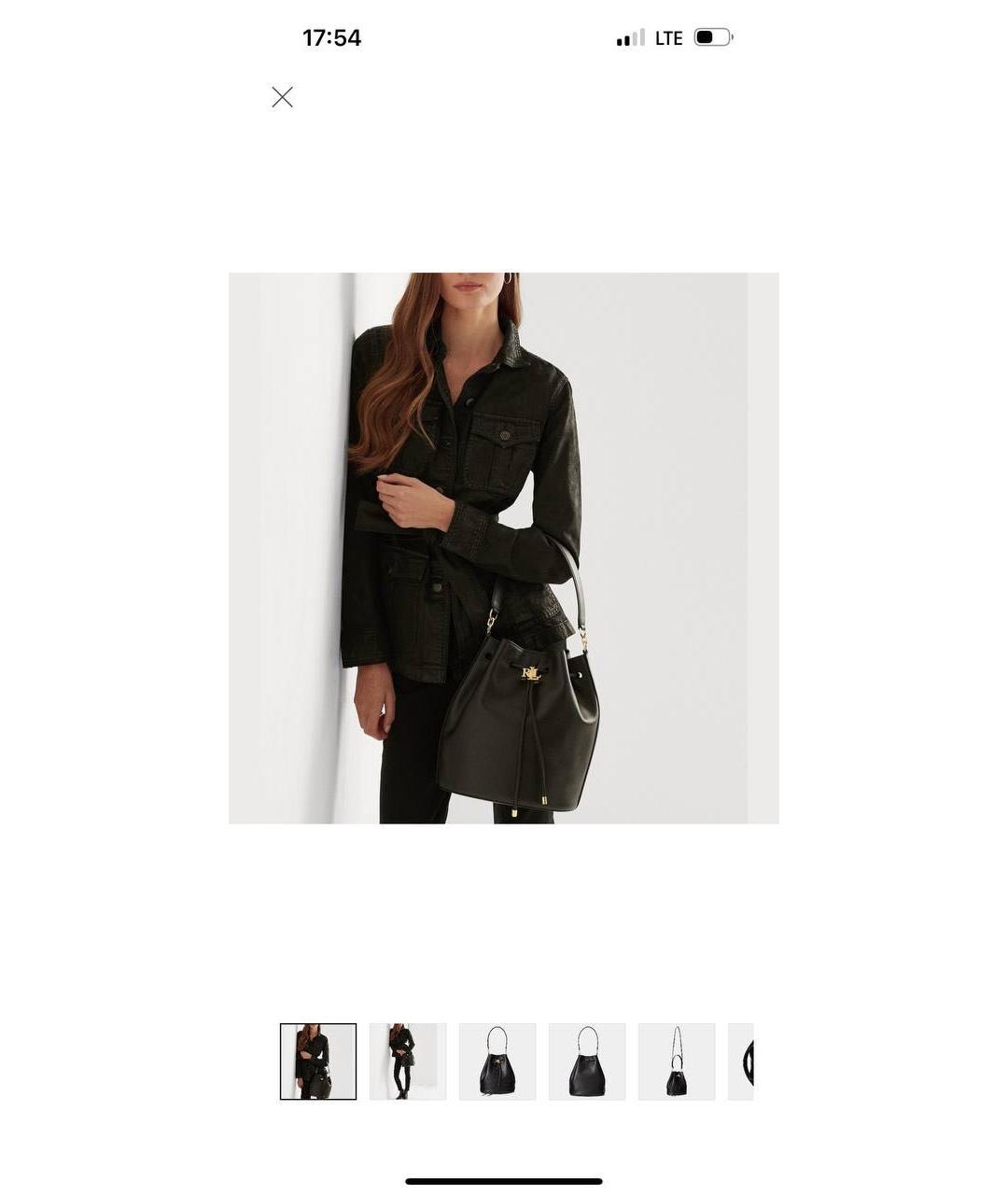 RALPH LAUREN Черная кожаная сумка тоут, фото 6