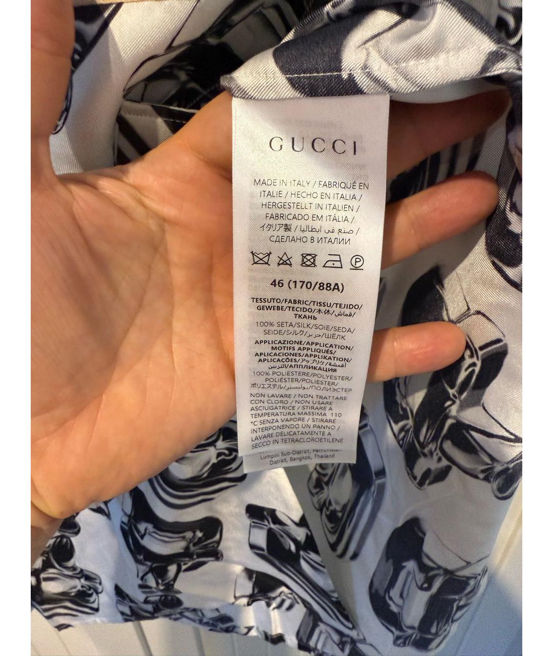 GUCCI Белая шелковая кэжуал рубашка, фото 4