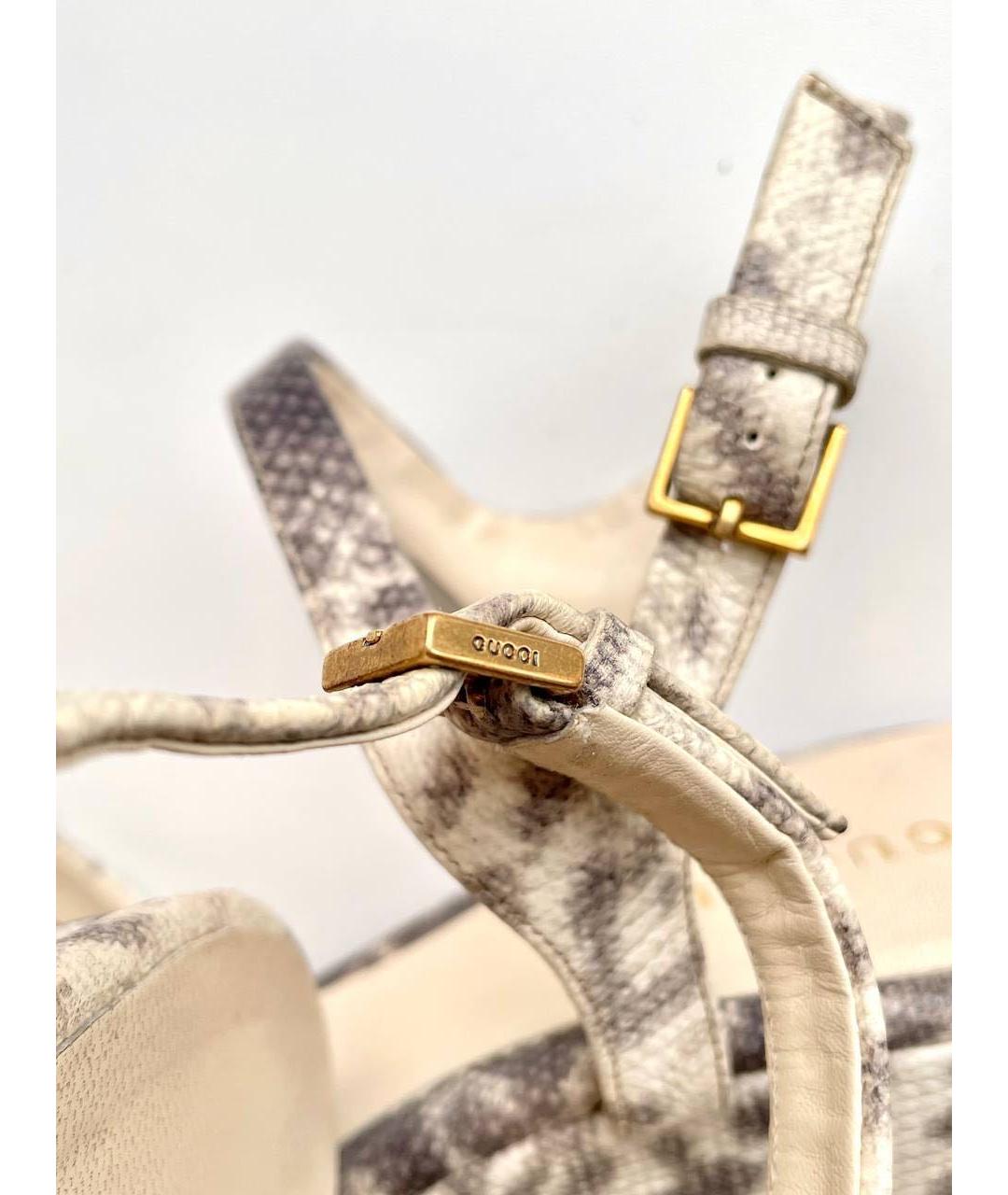 GUCCI Серые кожаные босоножки, фото 5