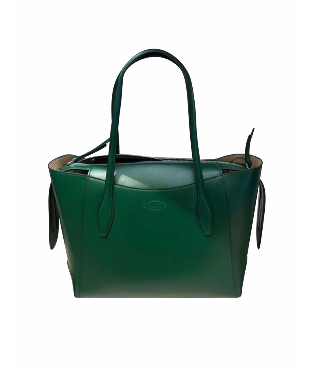 TOD'S Зеленая кожаная сумка тоут, фото 1