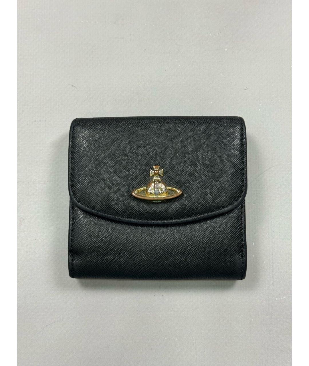 VIVIENNE WESTWOOD Черный кожаный кошелек, фото 2