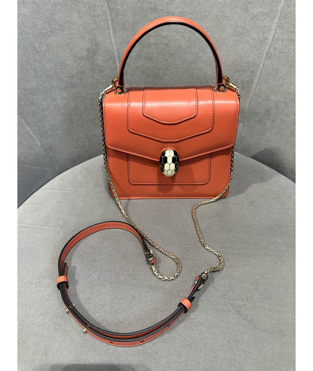 BVLGARI Оранжевая кожаная сумка через плечо, фото 4