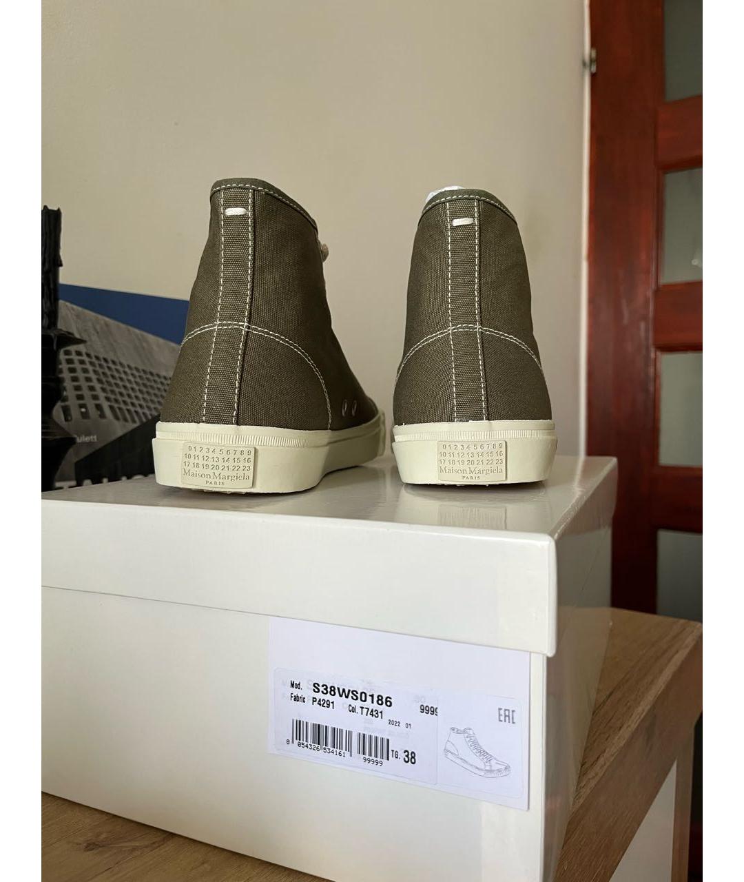 MAISON MARGIELA Хаки текстильные кеды, фото 4