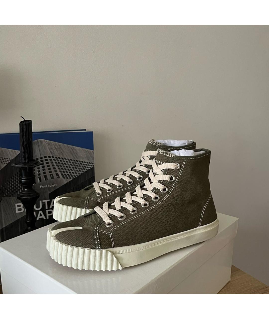 MAISON MARGIELA Хаки текстильные кеды, фото 6