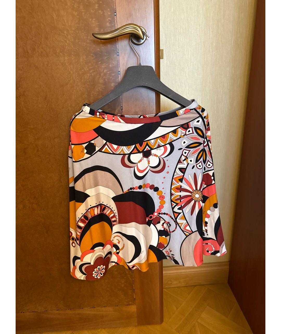 EMILIO PUCCI Мульти шелковая юбка миди, фото 2