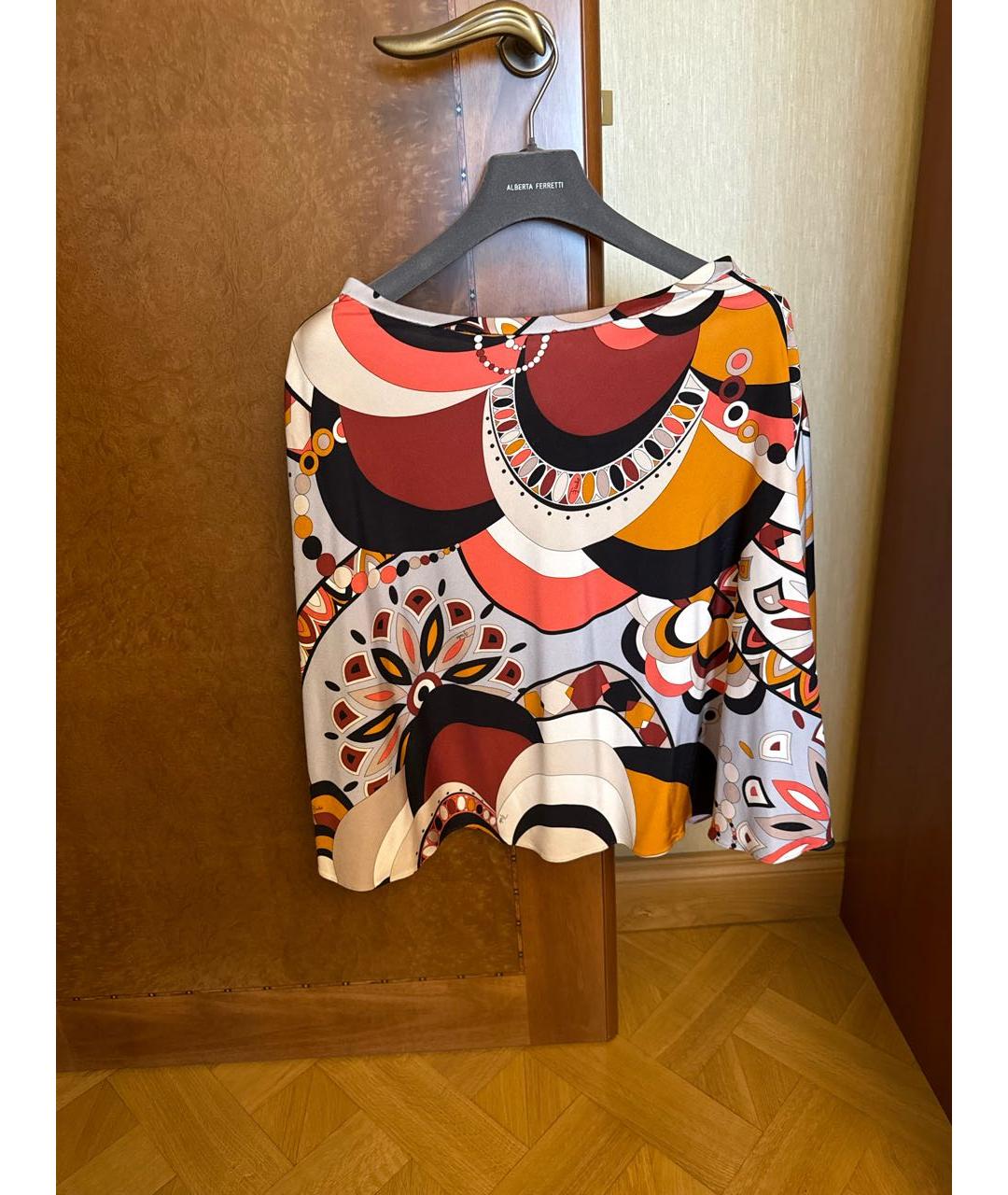 EMILIO PUCCI Мульти шелковая юбка миди, фото 5