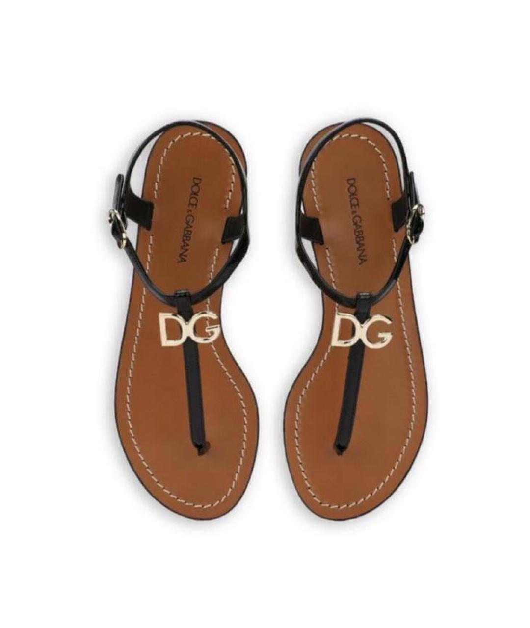 DOLCE&GABBANA Черные сандалии из лакированной кожи, фото 4