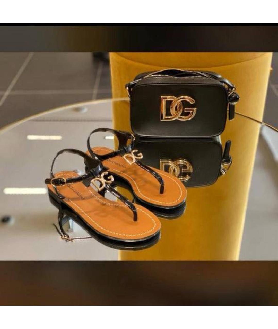 DOLCE&GABBANA Черные сандалии из лакированной кожи, фото 3