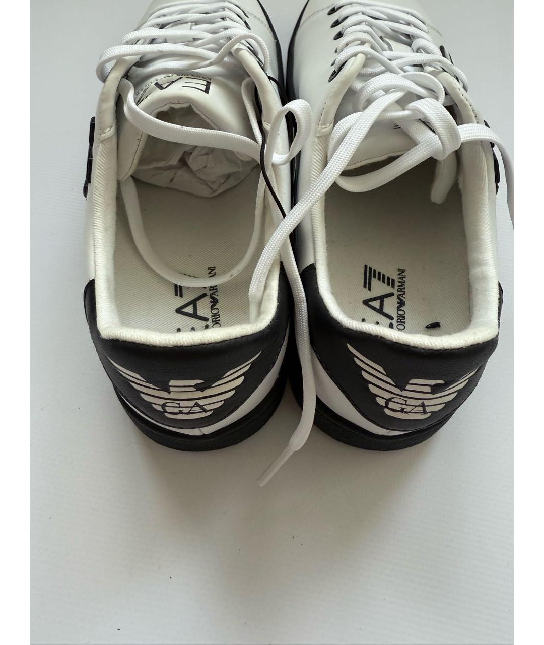 EMPORIO ARMANI Белые кроссовки из лакированной кожи, фото 3