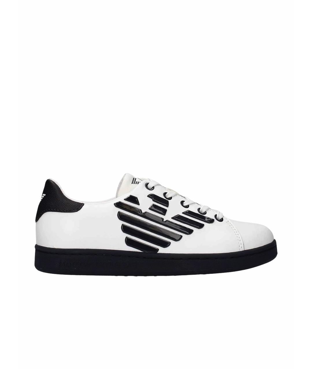 EMPORIO ARMANI Белые кроссовки из лакированной кожи, фото 1