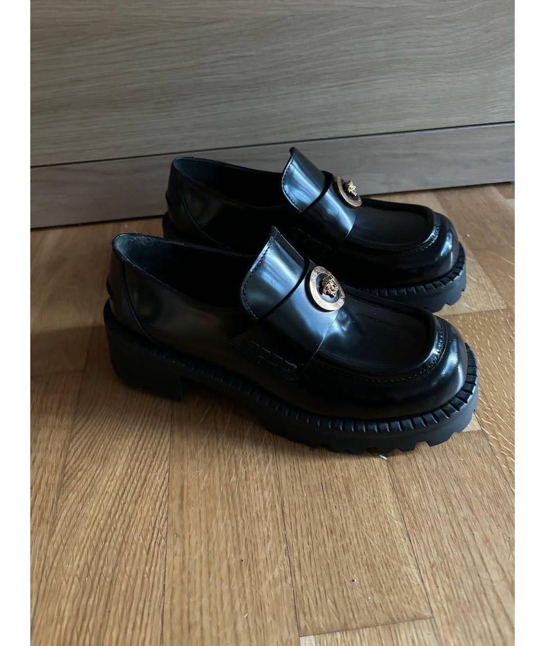 VERSACE Черные кожаные лоферы, фото 3