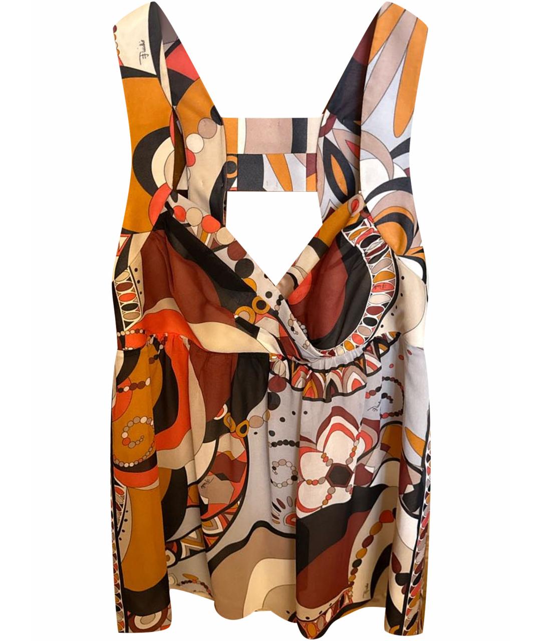 EMILIO PUCCI Мульти шелковая майка, фото 1