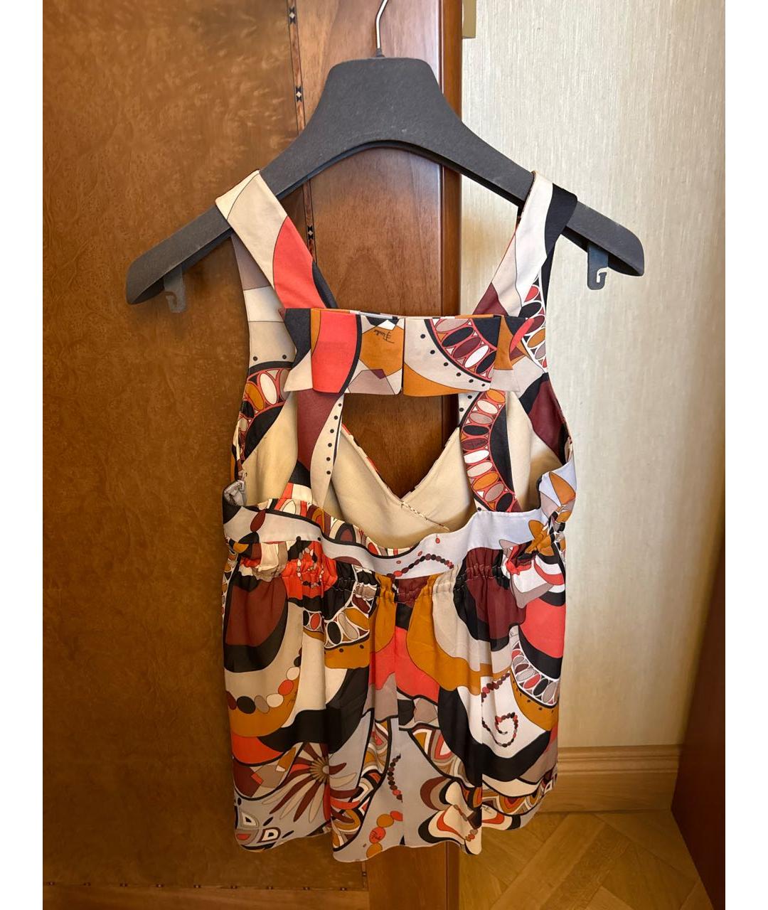 EMILIO PUCCI Мульти шелковая майка, фото 2