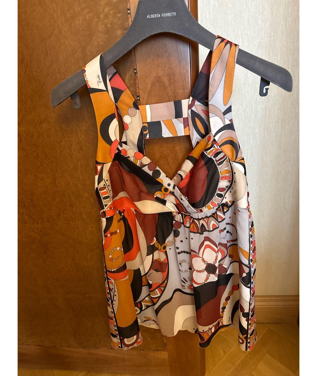EMILIO PUCCI Мульти шелковая майка, фото 6