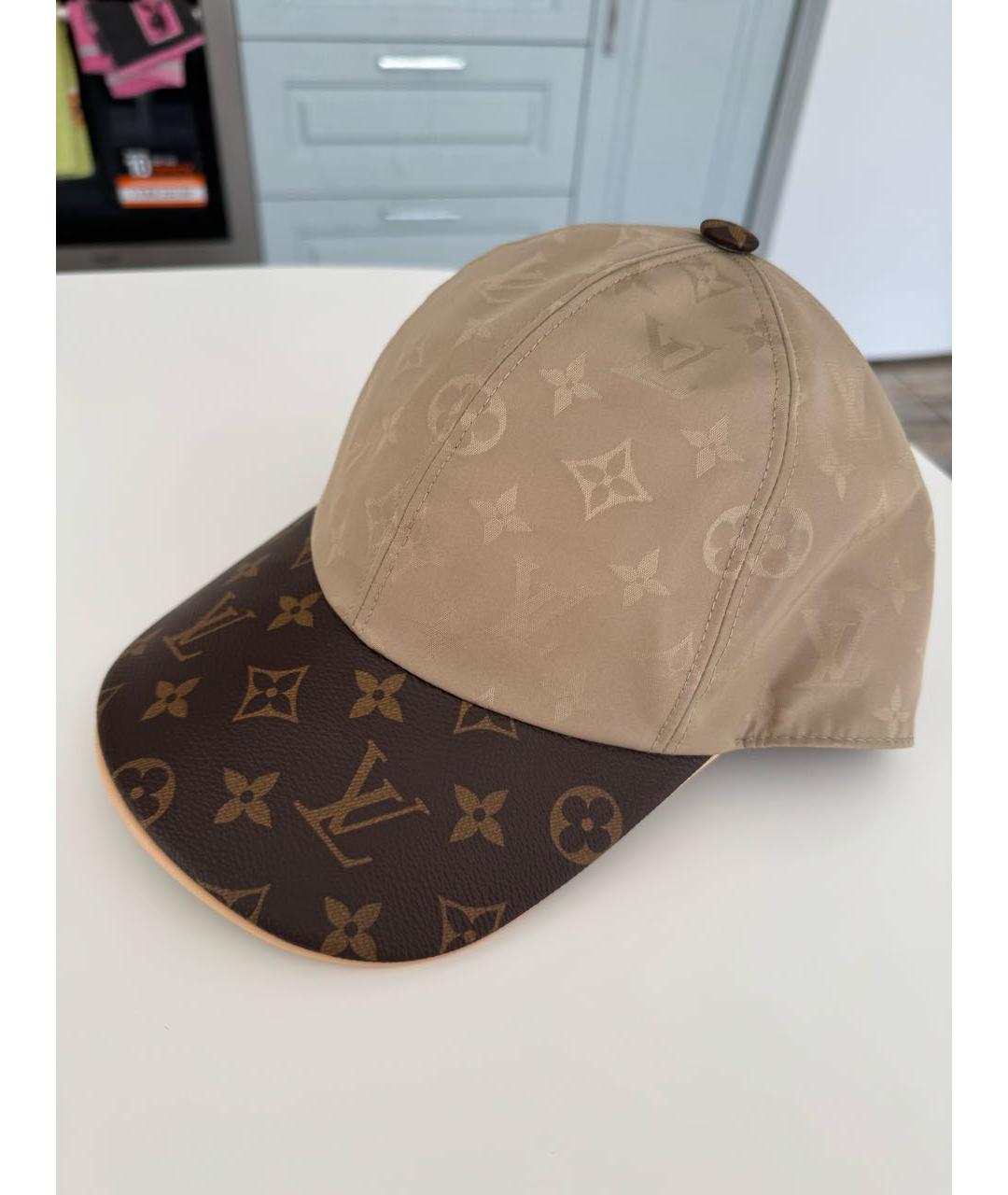 LOUIS VUITTON Бежевая кожаная кепка, фото 7